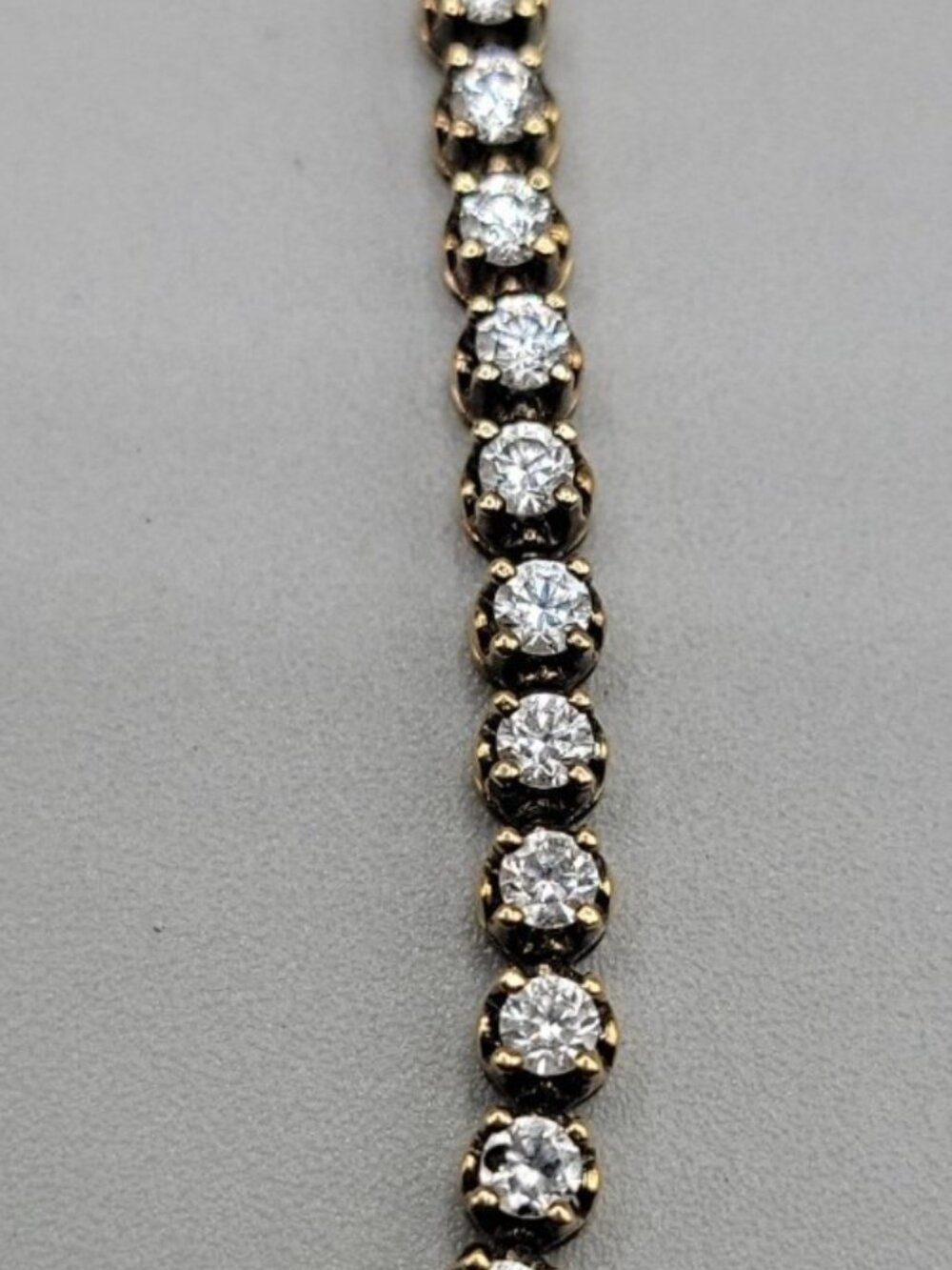 FM 87 Sterling Silver Vermeil White Topaz Tennis Bracelet Heart Charm 6.75" - Picture 7 of 13